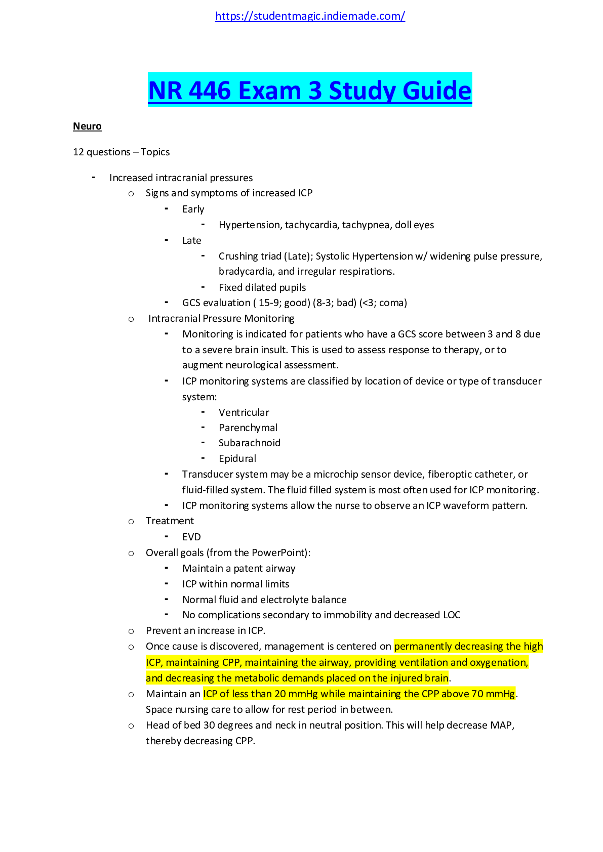 Preview image for NR 446 Exam 3-Study Guide